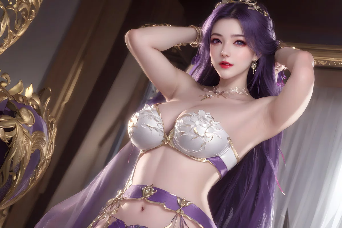AI美图035期云曦主题性感紫色情趣内衣美女秀完美身材写真及下载93P