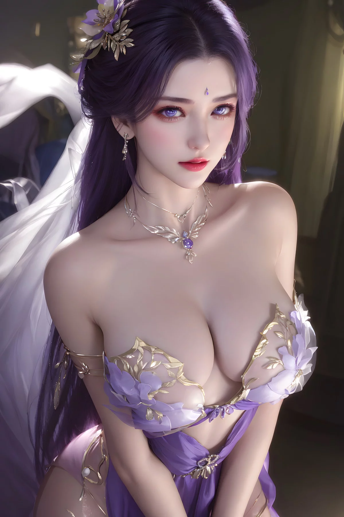AI美图035期云曦主题性感紫色情趣内衣美女秀完美身材写真及下载93P
