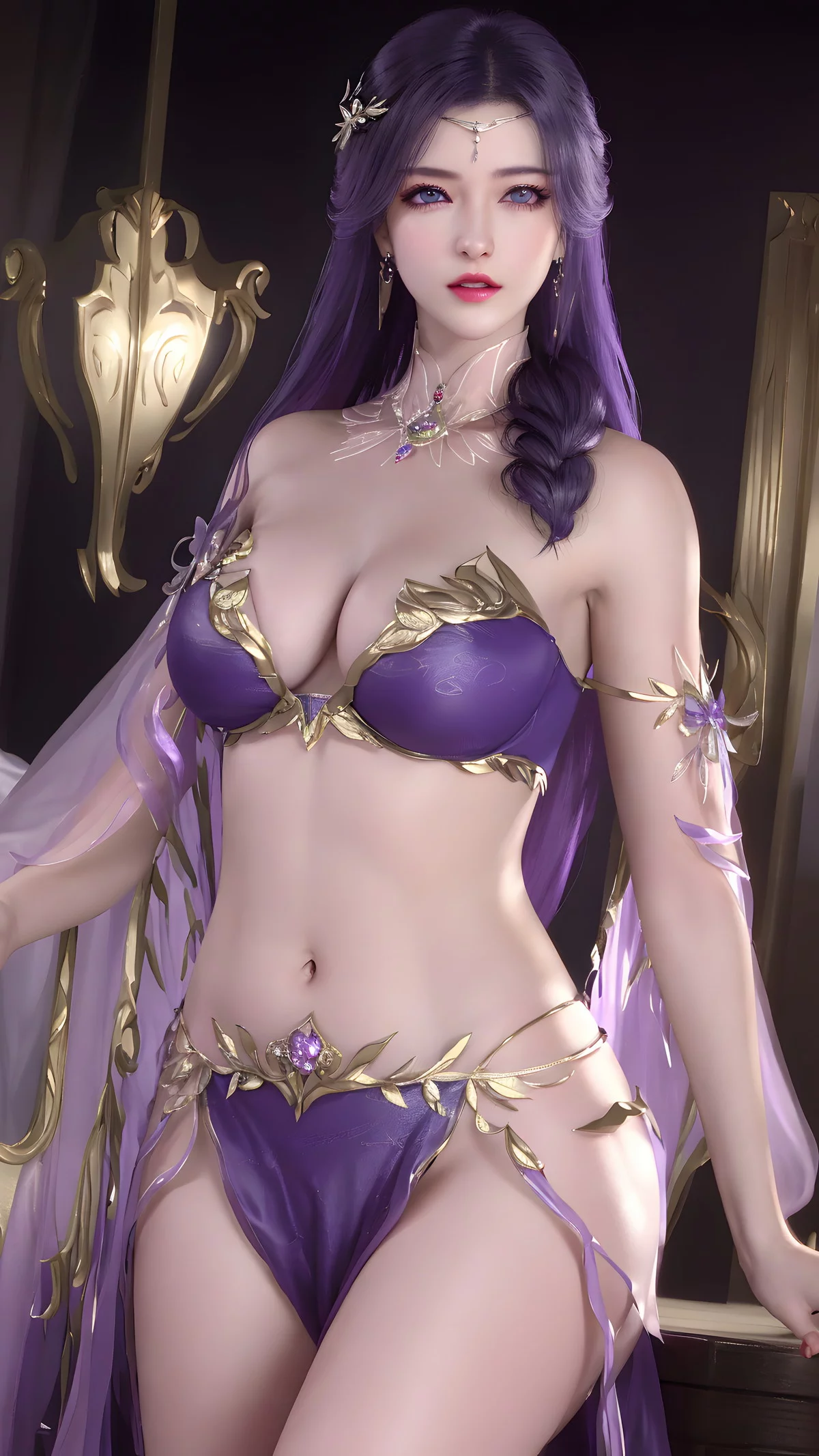 AI美图035期云曦主题性感紫色情趣内衣美女秀完美身材写真及下载93P