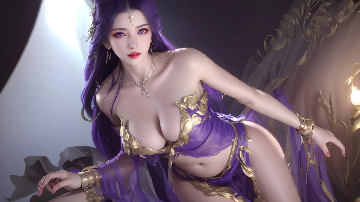 AI美图035期云曦主题性感紫色情趣内衣美女秀完美身材写真及下载93P