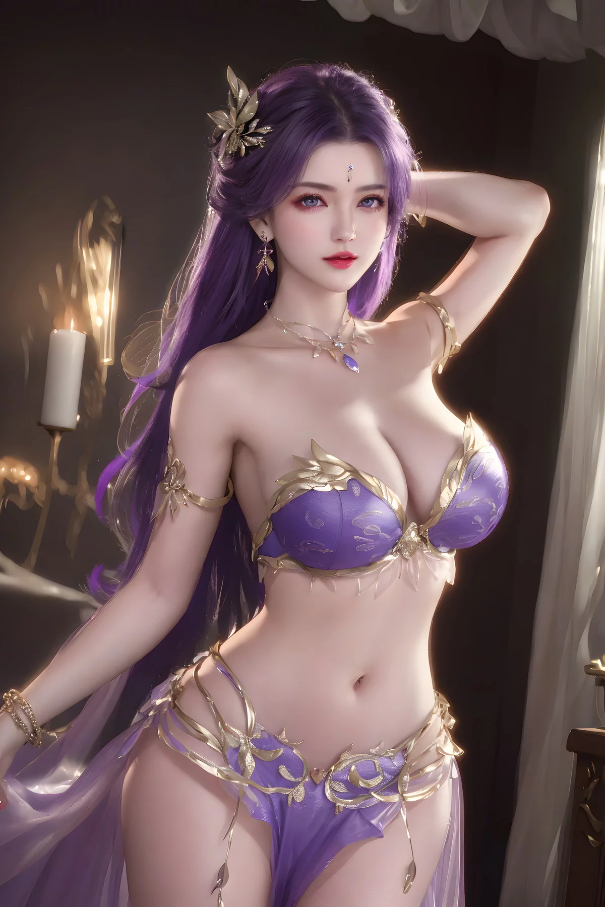 AI美图035期云曦主题性感紫色情趣内衣美女秀完美身材写真及下载93P