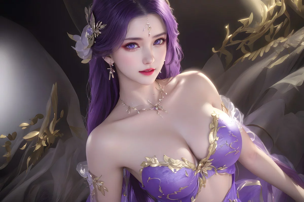 AI美图035期云曦主题性感紫色情趣内衣美女秀完美身材写真及下载93P