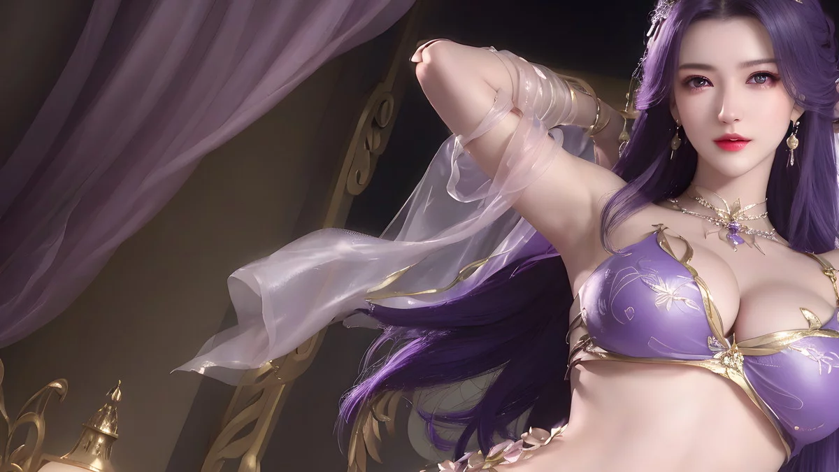 AI美图035期云曦主题性感紫色情趣内衣美女秀完美身材写真及下载93P
