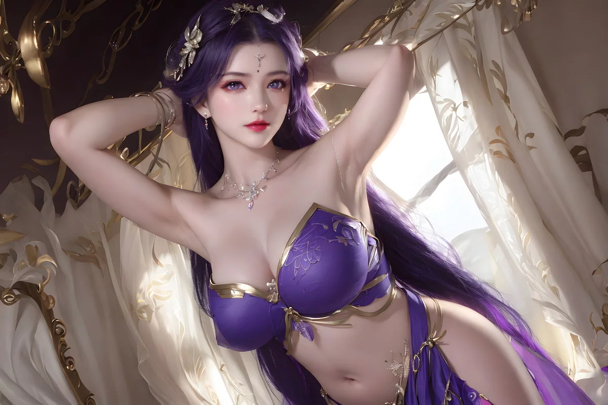 AI美图035期云曦主题性感紫色情趣内衣美女秀完美身材写真及下载93P