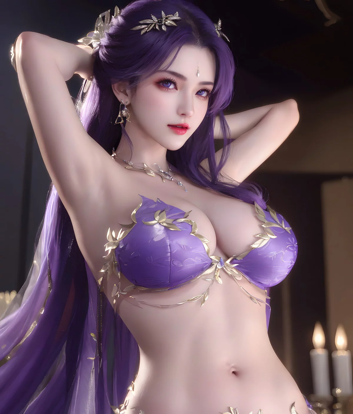 AI美图035期云曦主题性感紫色情趣内衣美女秀完美身材写真及下载93P