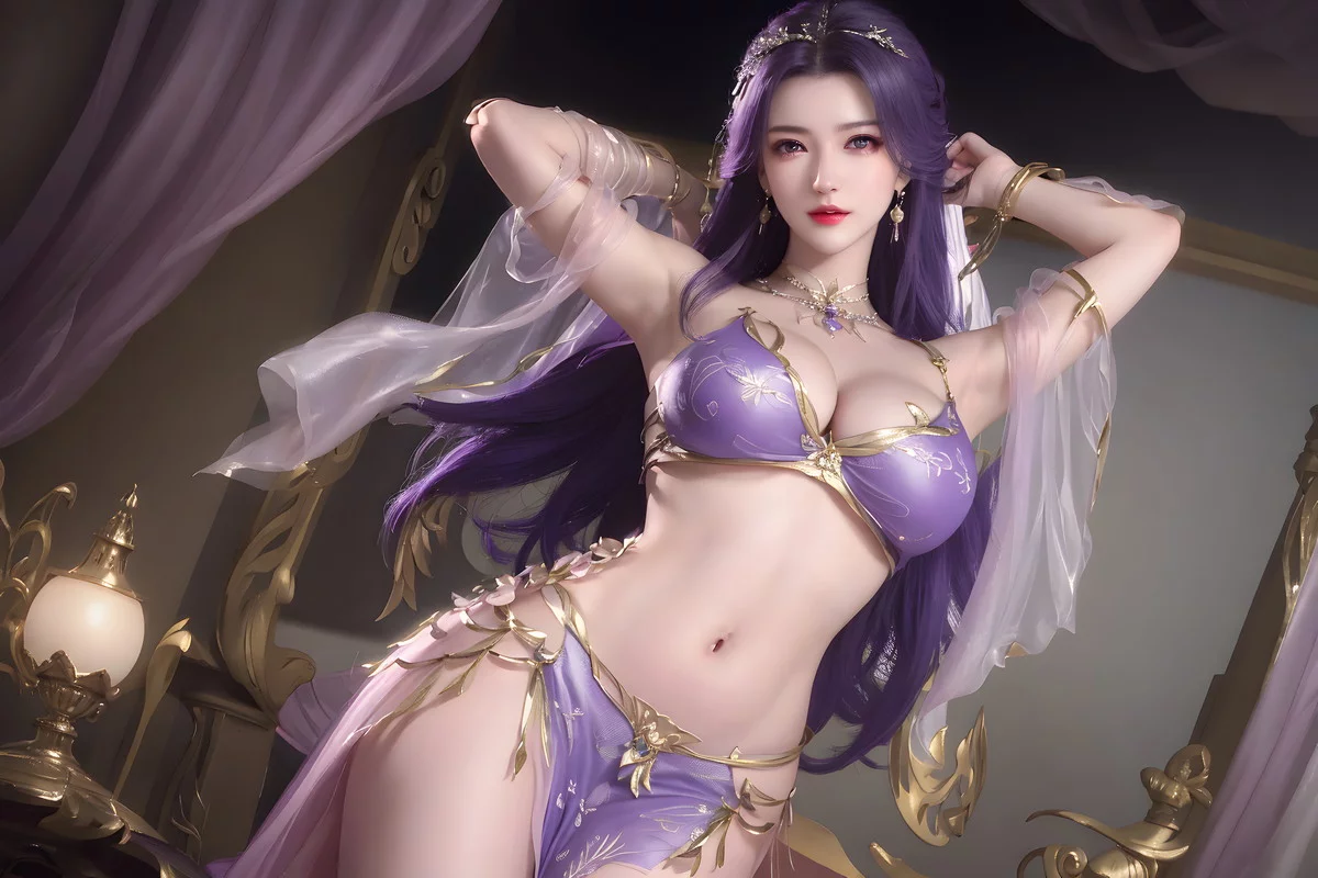 AI美图035期云曦主题性感紫色情趣内衣美女秀完美身材写真及下载93P