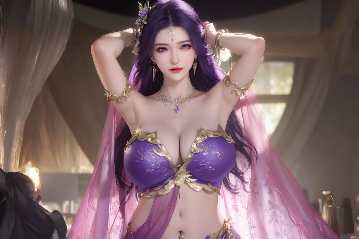 AI美图035期云曦主题性感紫色情趣内衣美女秀完美身材写真及下载93P