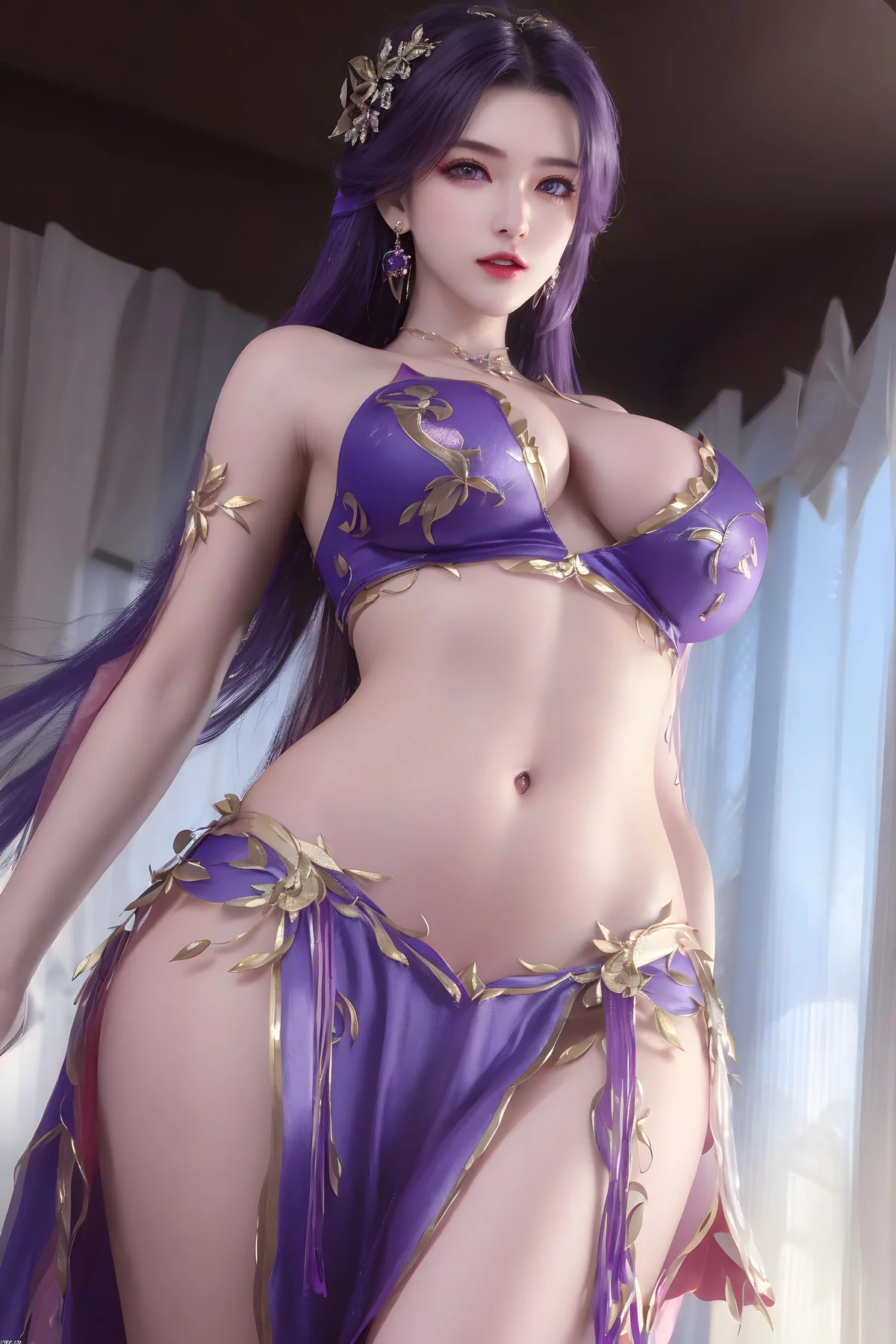 AI美图035期云曦主题性感紫色情趣内衣美女秀完美身材写真及下载93P