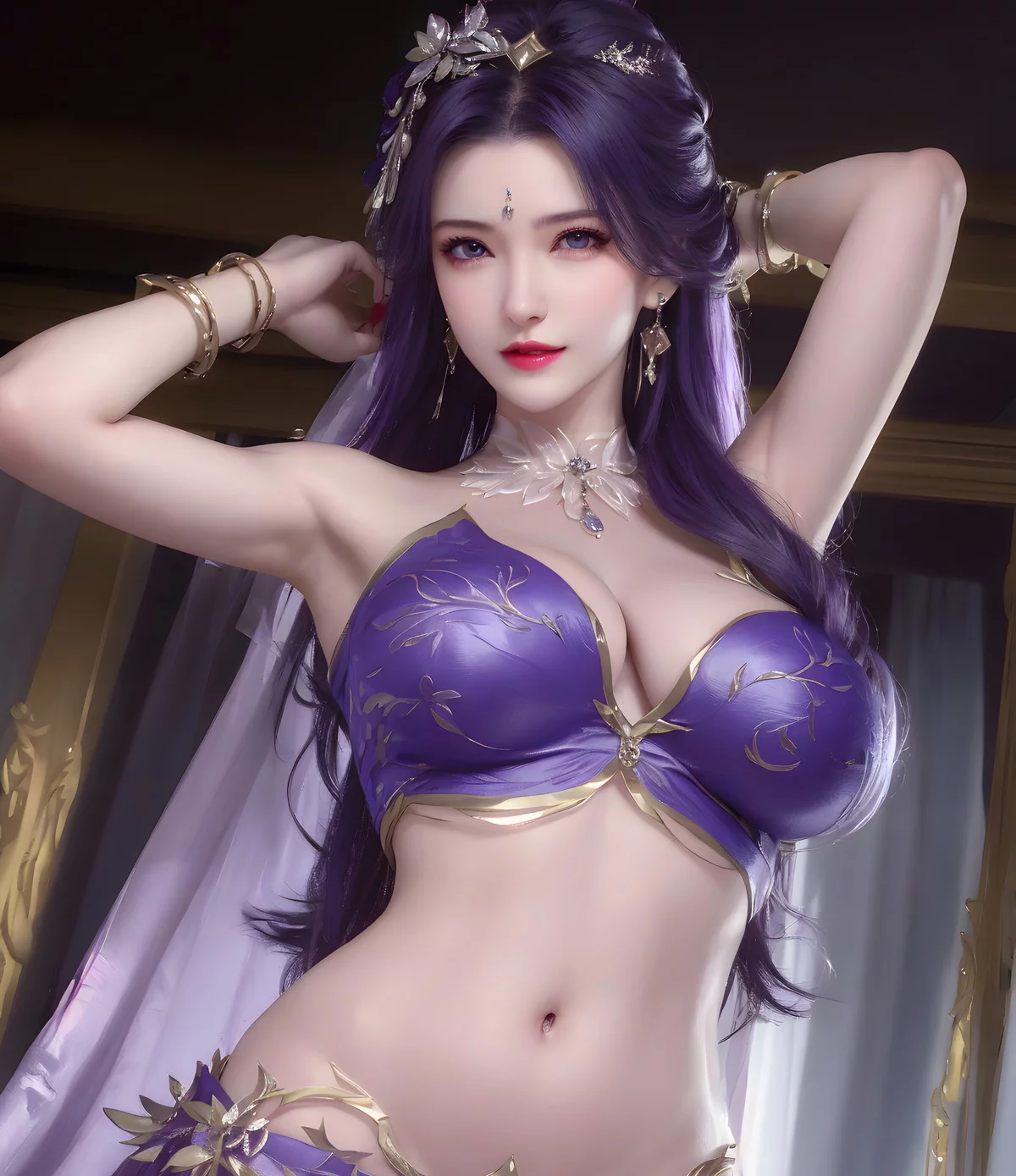 AI美图035期云曦主题性感紫色情趣内衣美女秀完美身材写真及下载93P