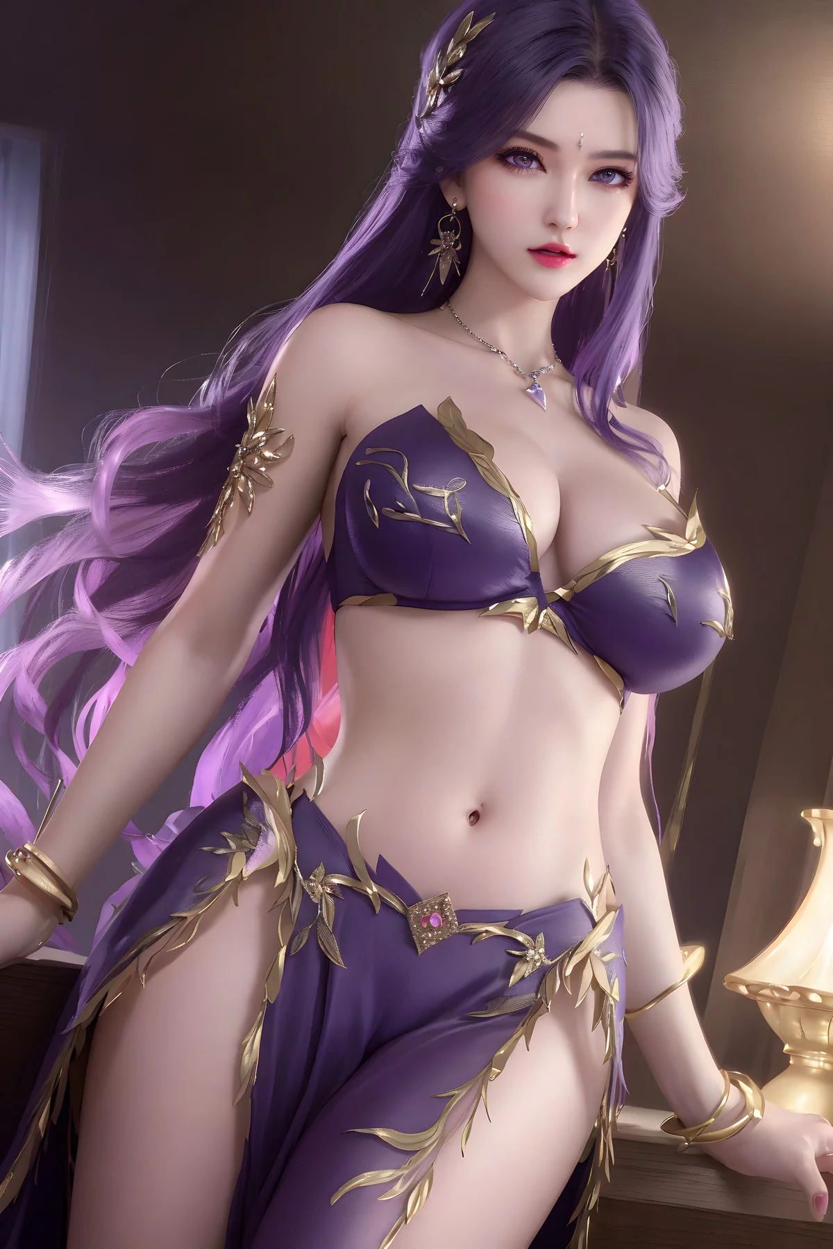 AI美图035期云曦主题性感紫色情趣内衣美女秀完美身材写真及下载93P