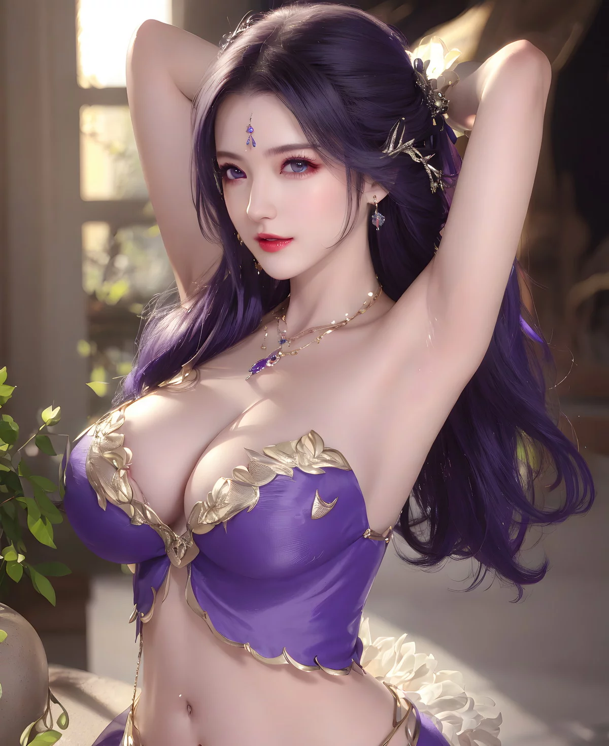 AI美图035期云曦主题性感紫色情趣内衣美女秀完美身材写真及下载93P