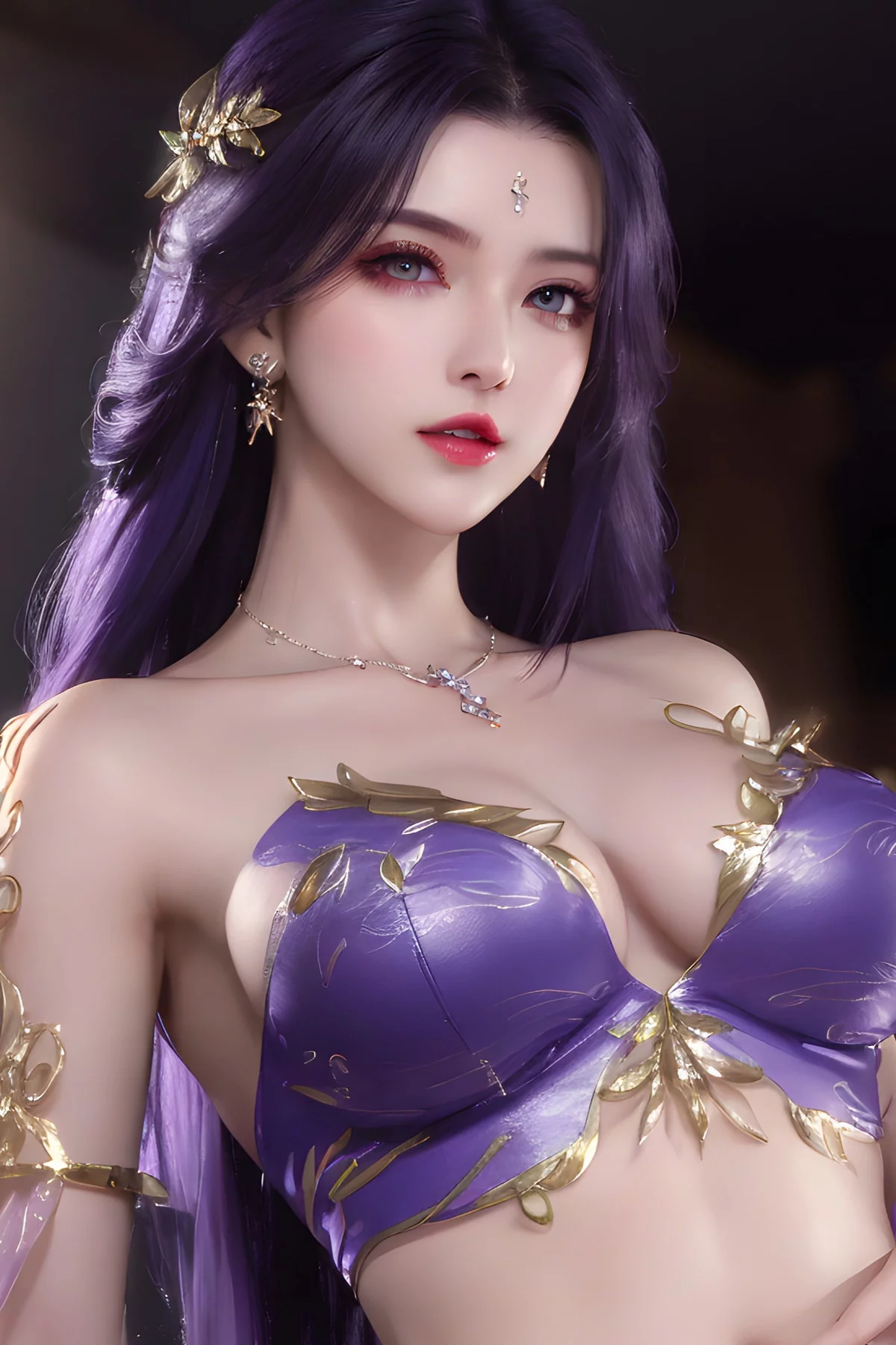 AI美图035期云曦主题性感紫色情趣内衣美女秀完美身材写真及下载93P