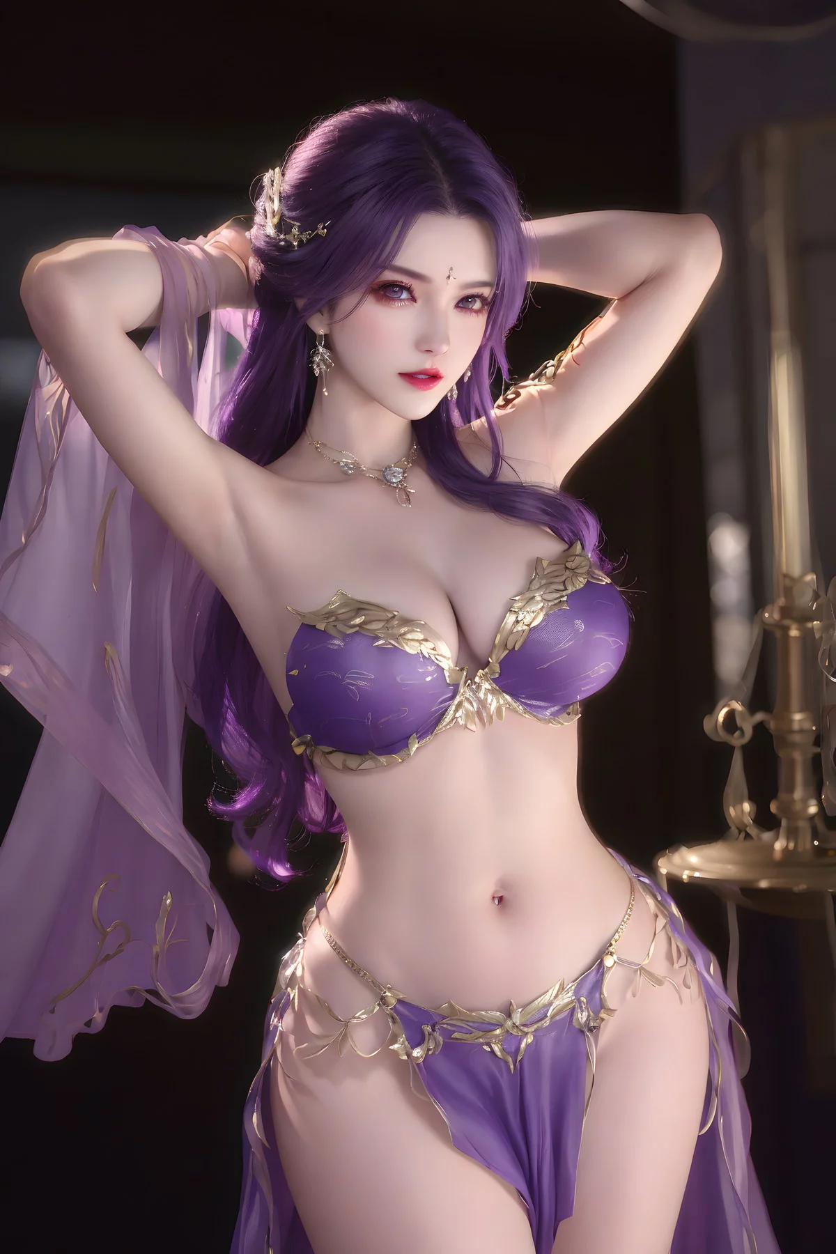 AI美图035期云曦主题性感紫色情趣内衣美女秀完美身材写真及下载93P