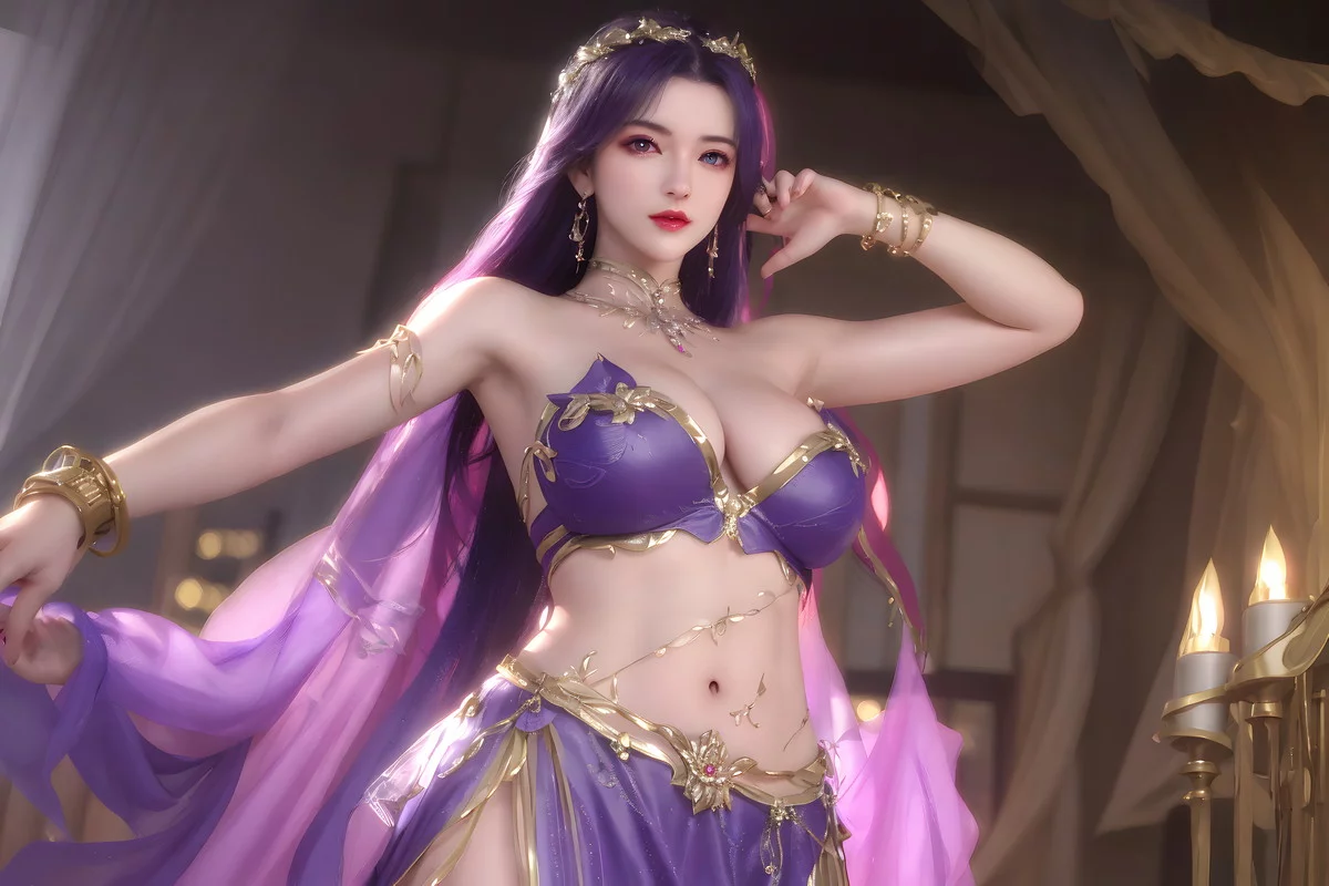 AI美图035期云曦主题性感紫色情趣内衣美女秀完美身材写真及下载93P