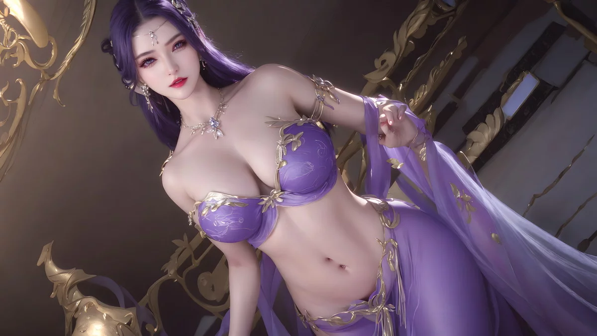 AI美图035期云曦主题性感紫色情趣内衣美女秀完美身材写真及下载93P