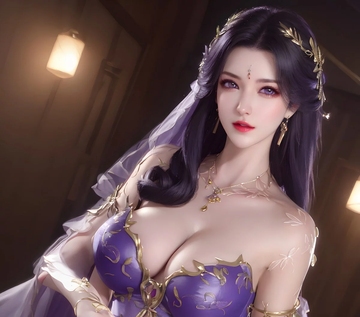 AI美图035期云曦主题性感紫色情趣内衣美女秀完美身材写真及下载93P