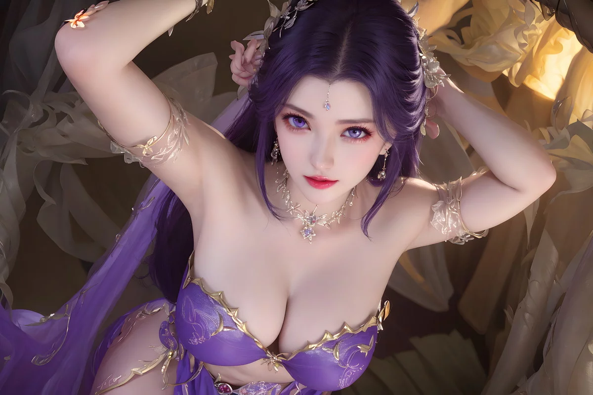 AI美图035期云曦主题性感紫色情趣内衣美女秀完美身材写真及下载93P