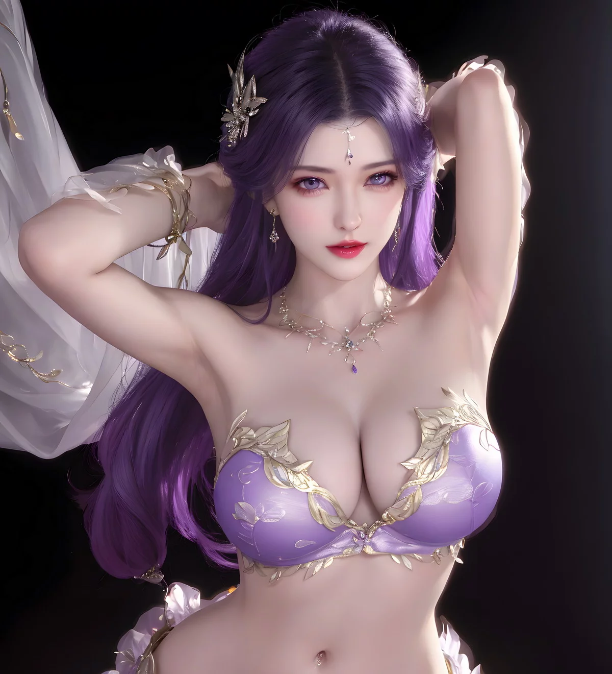 AI美图035期云曦主题性感紫色情趣内衣美女秀完美身材写真及下载93P