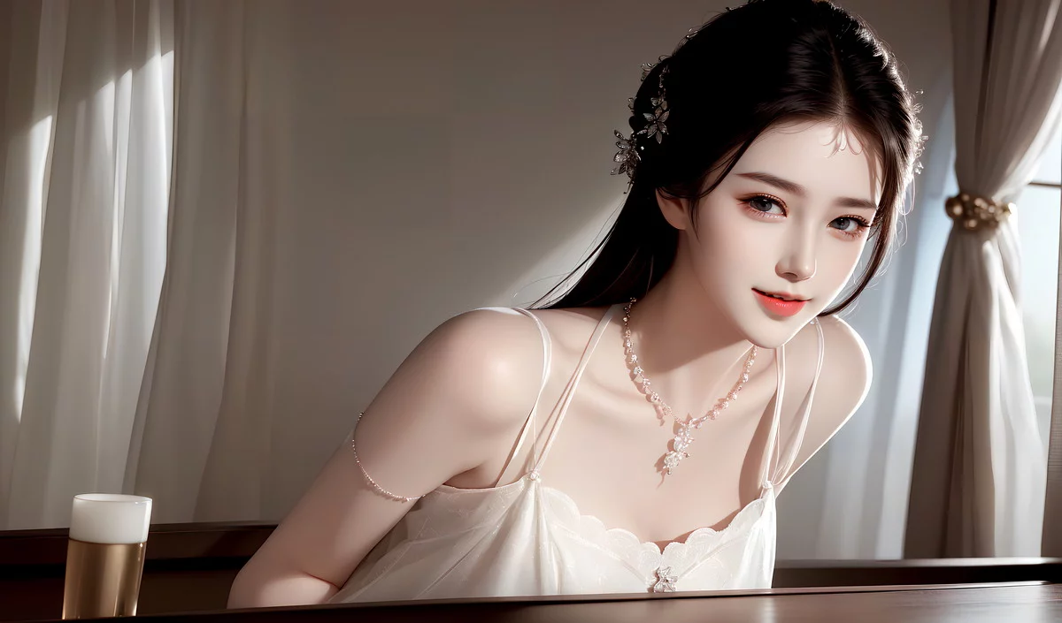 AI美图007期巧笑倩兮主题性感睡衣美女写真及下载50P