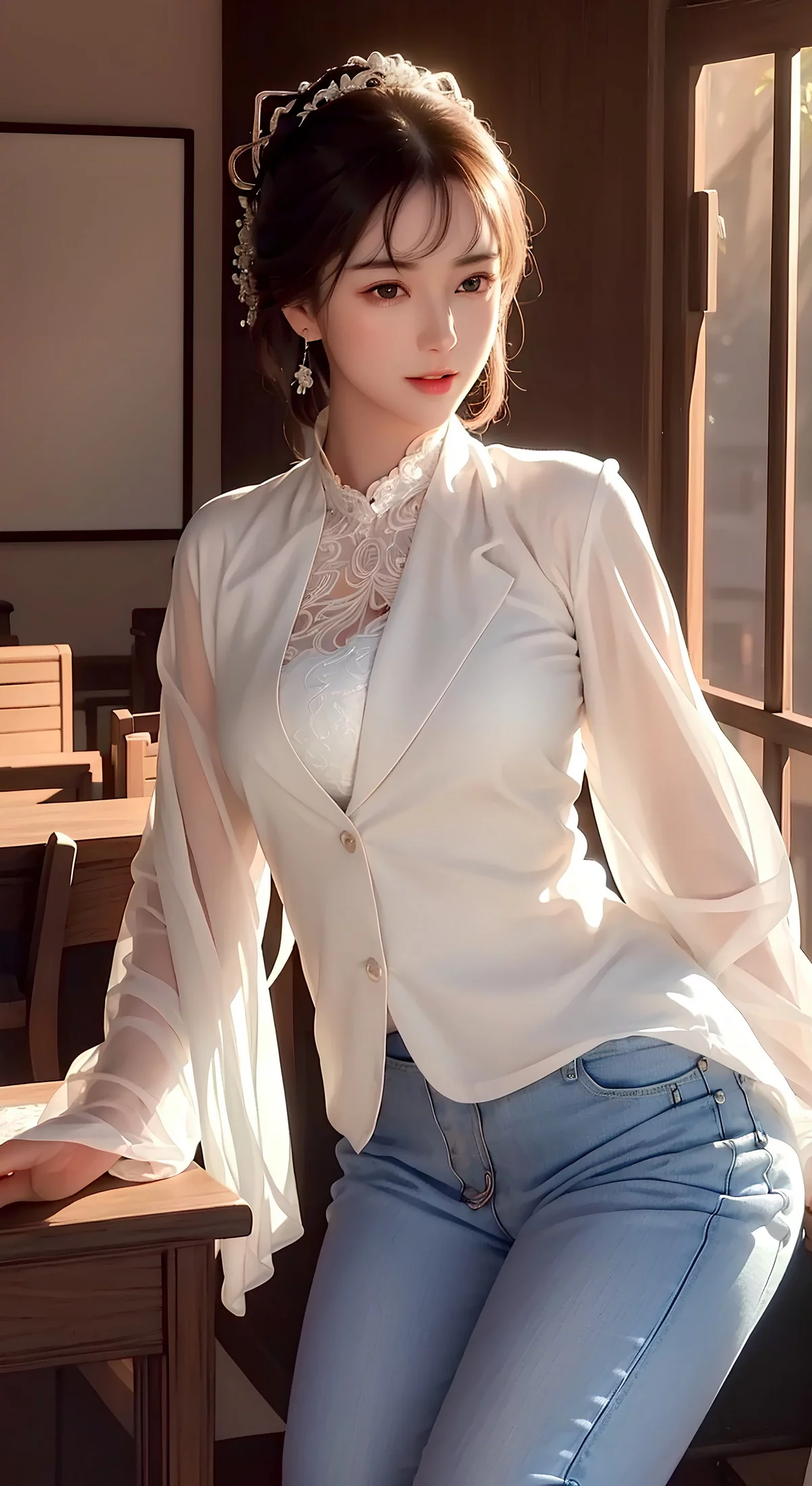 AI美图008期美目盼兮主题知性美女完美身材性感写真及下载28P