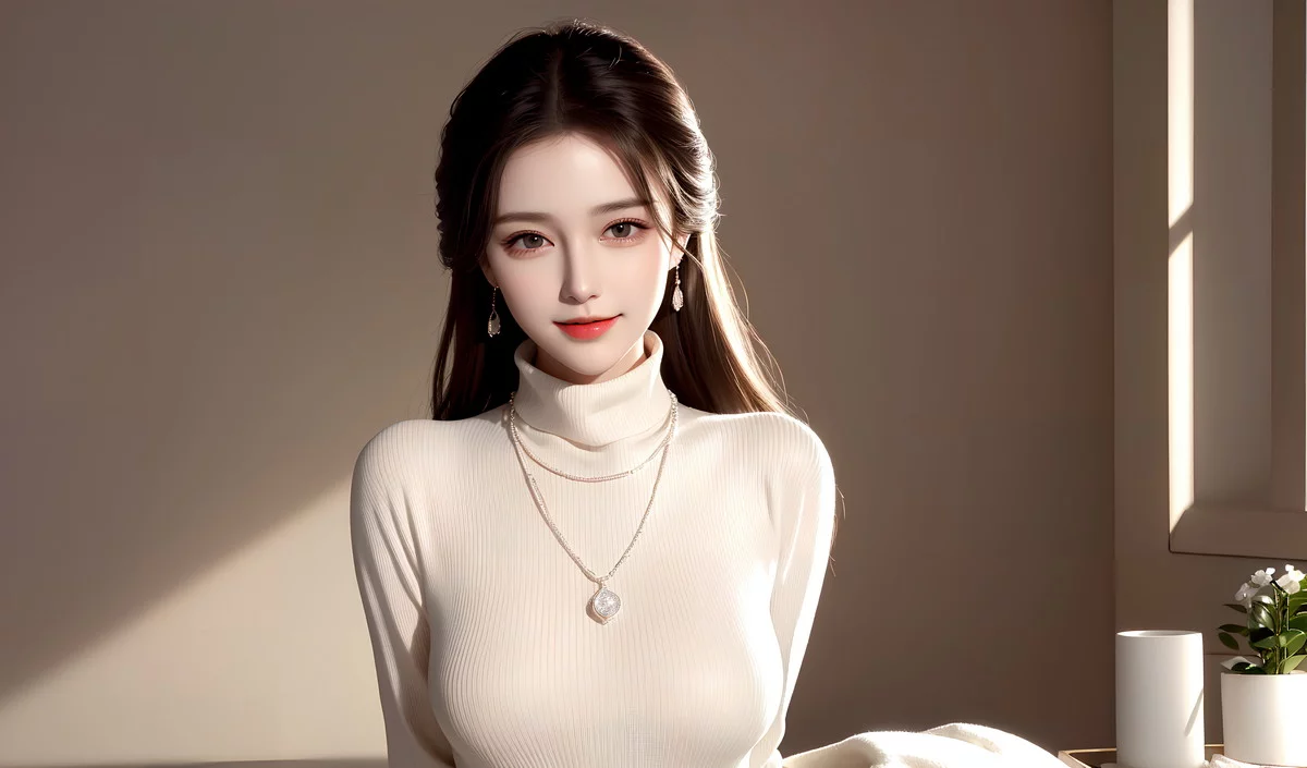 AI美图007期巧笑倩兮主题性感睡衣美女写真及下载50P