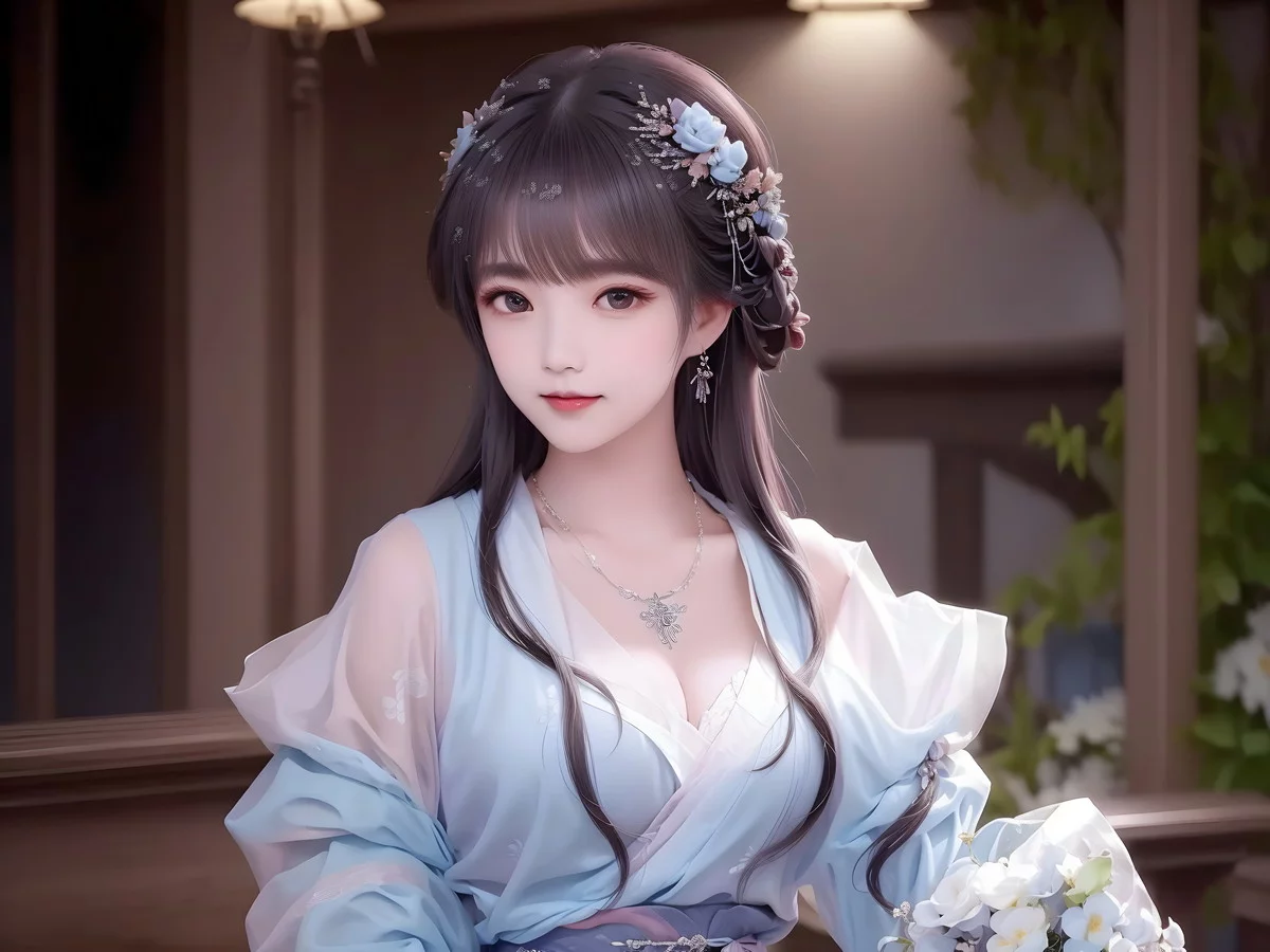 AI美图009期白茉晴主题性感古典美女薄纱服饰写真及下载42P