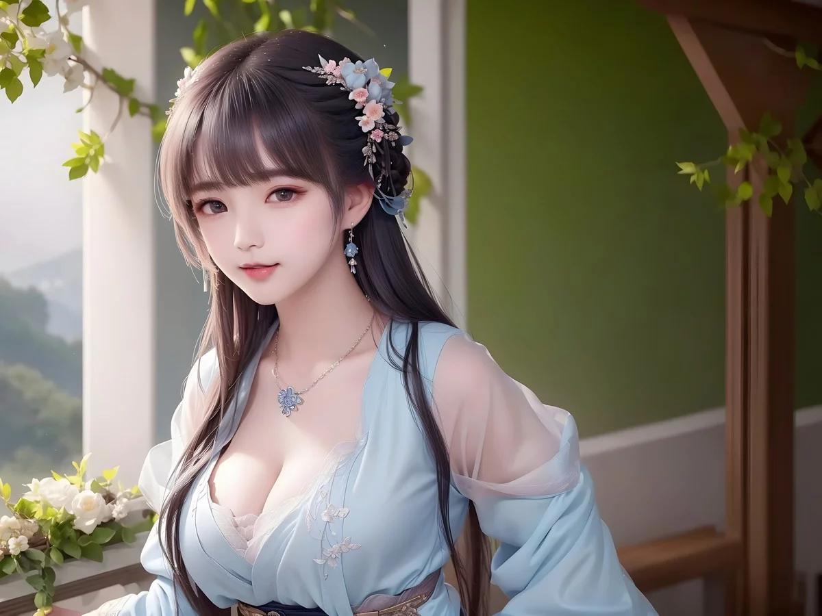 AI美图009期白茉晴主题性感古典美女薄纱服饰写真及下载42P