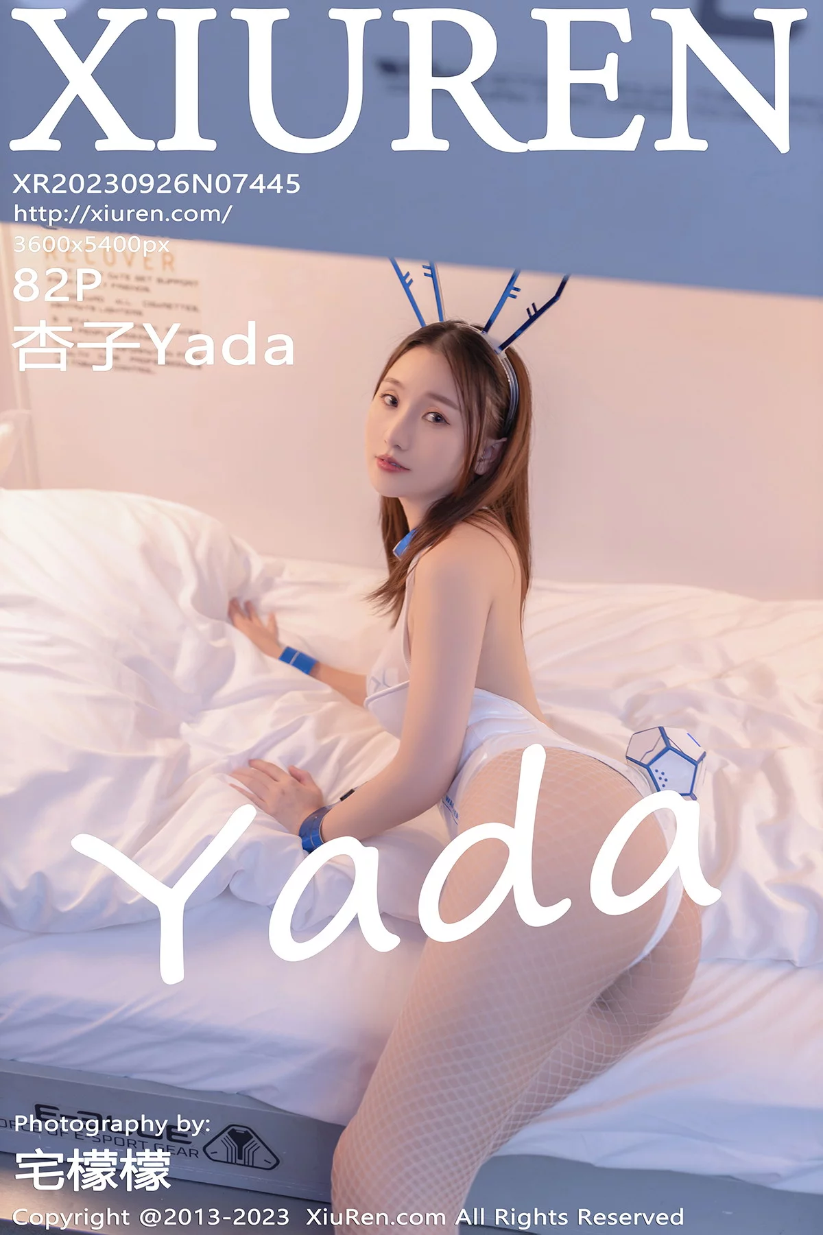 XiuRen第7445期_模特杏子Yada性感兔女郎装扮白色连体衣配网格袜完美诱惑写真82P