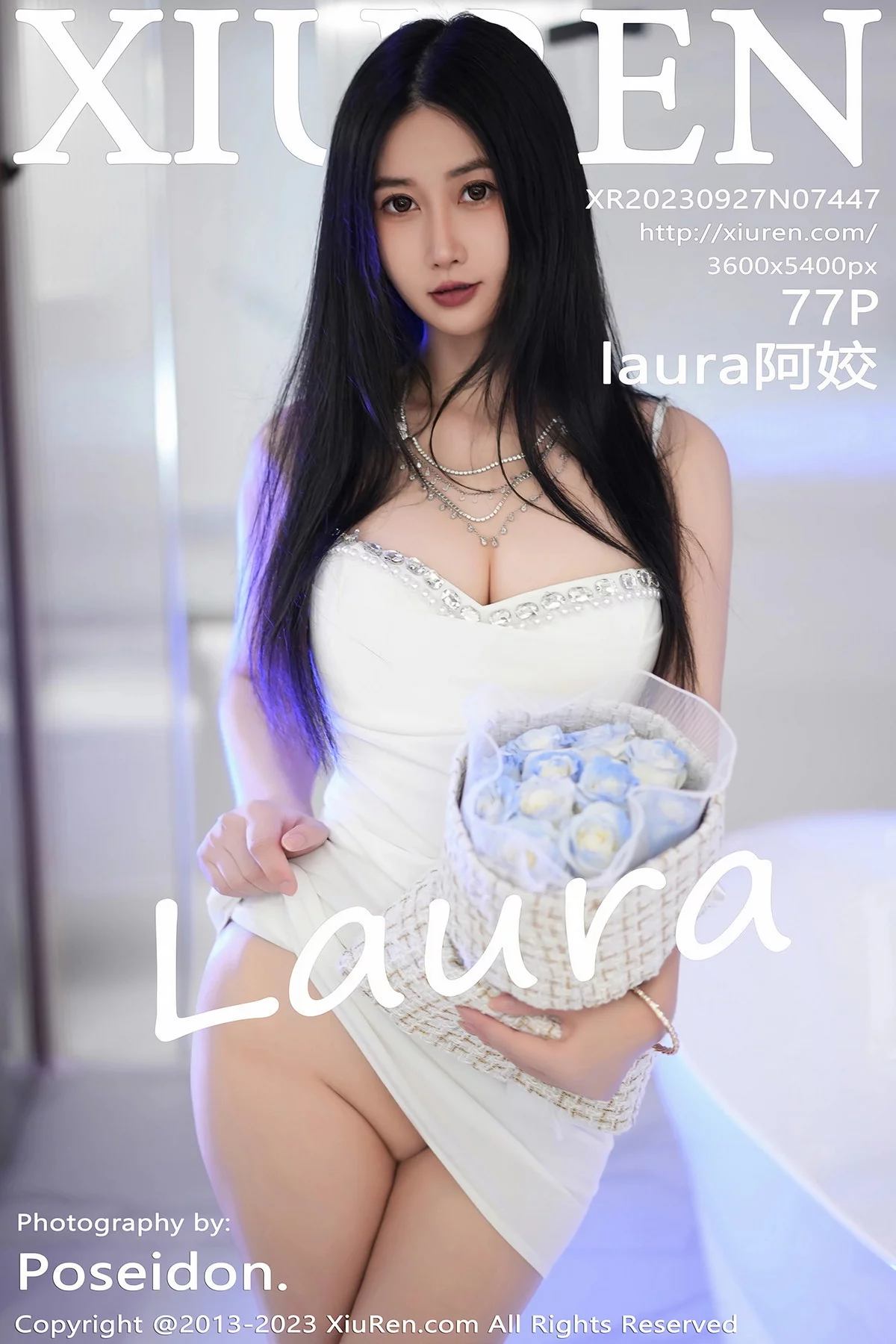 XiuRen第7447期_模特laura阿姣性感白色吊带短裙配白色高跟秀完美身材迷人写真77P