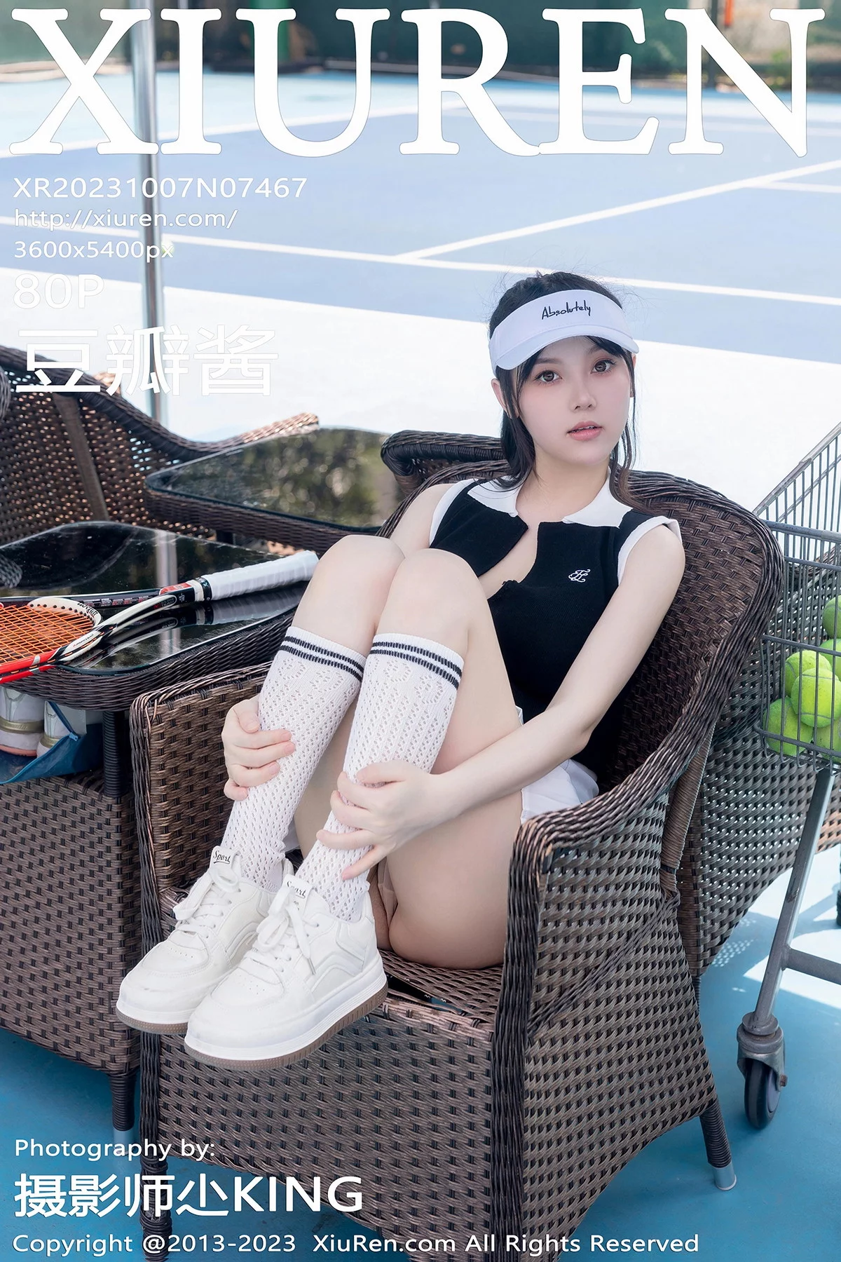 XiuRen第7467期_模特豆瓣酱性感白色短裙网球运动服饰秀翘臀美腿撩人诱惑写真80P