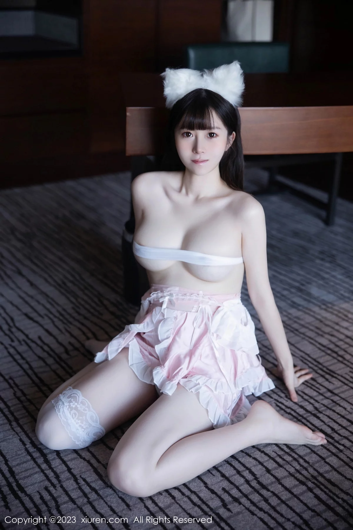 XiuRen第7602期_模特林悠悠脱粉色女仆短裙露性感情趣内衣秀惹火身材诱惑写真80P