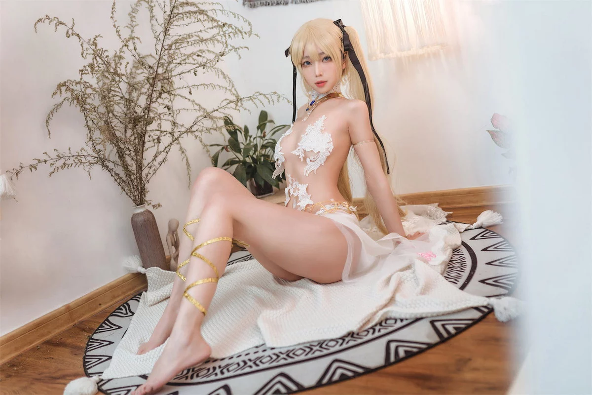 网络美女杏仁曲奇玛丽罗丝主题性感白色薄纱情趣内衣秀完美身材极致诱惑写真40P