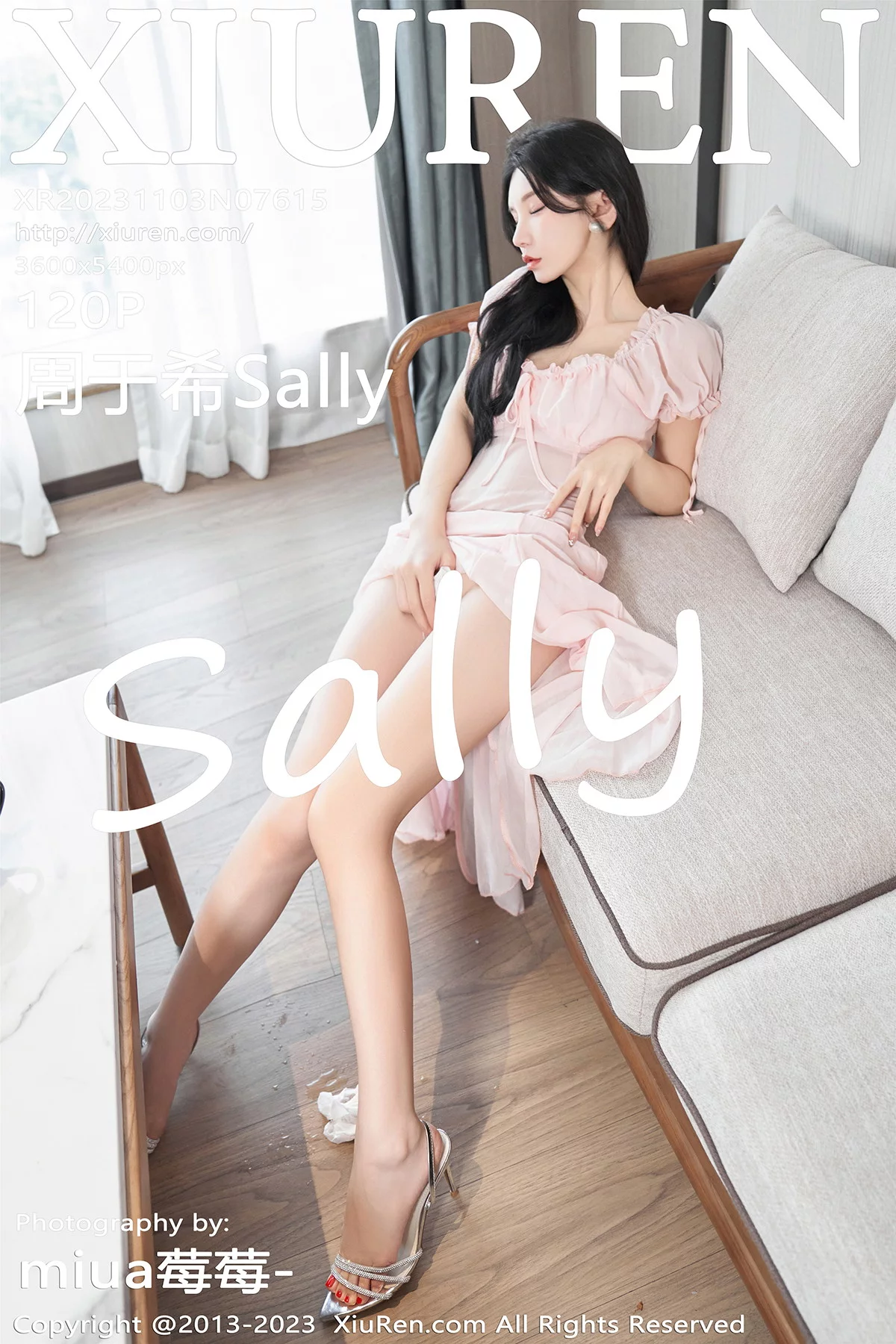 XiuRen第7615期_女神周于希Sally私房性感粉色薄纱长裙透视秀惹火身材诱惑写真120P