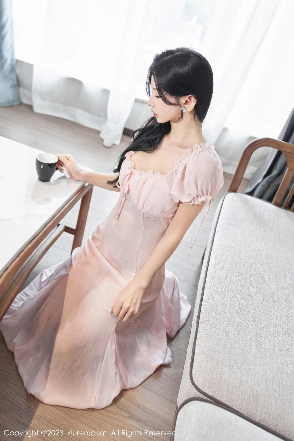 XiuRen第7615期_女神周于希Sally私房性感粉色薄纱长裙透视秀惹火身材诱惑写真120P