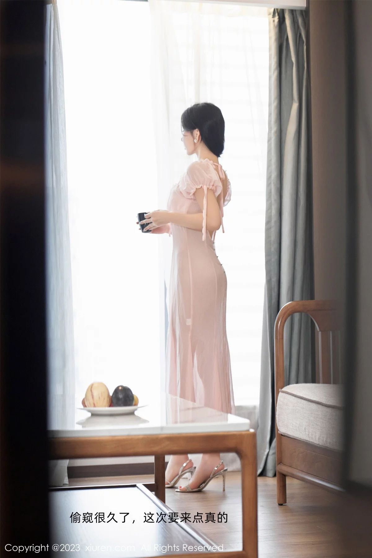 XiuRen第7615期_女神周于希Sally私房性感粉色薄纱长裙透视秀惹火身材诱惑写真120P
