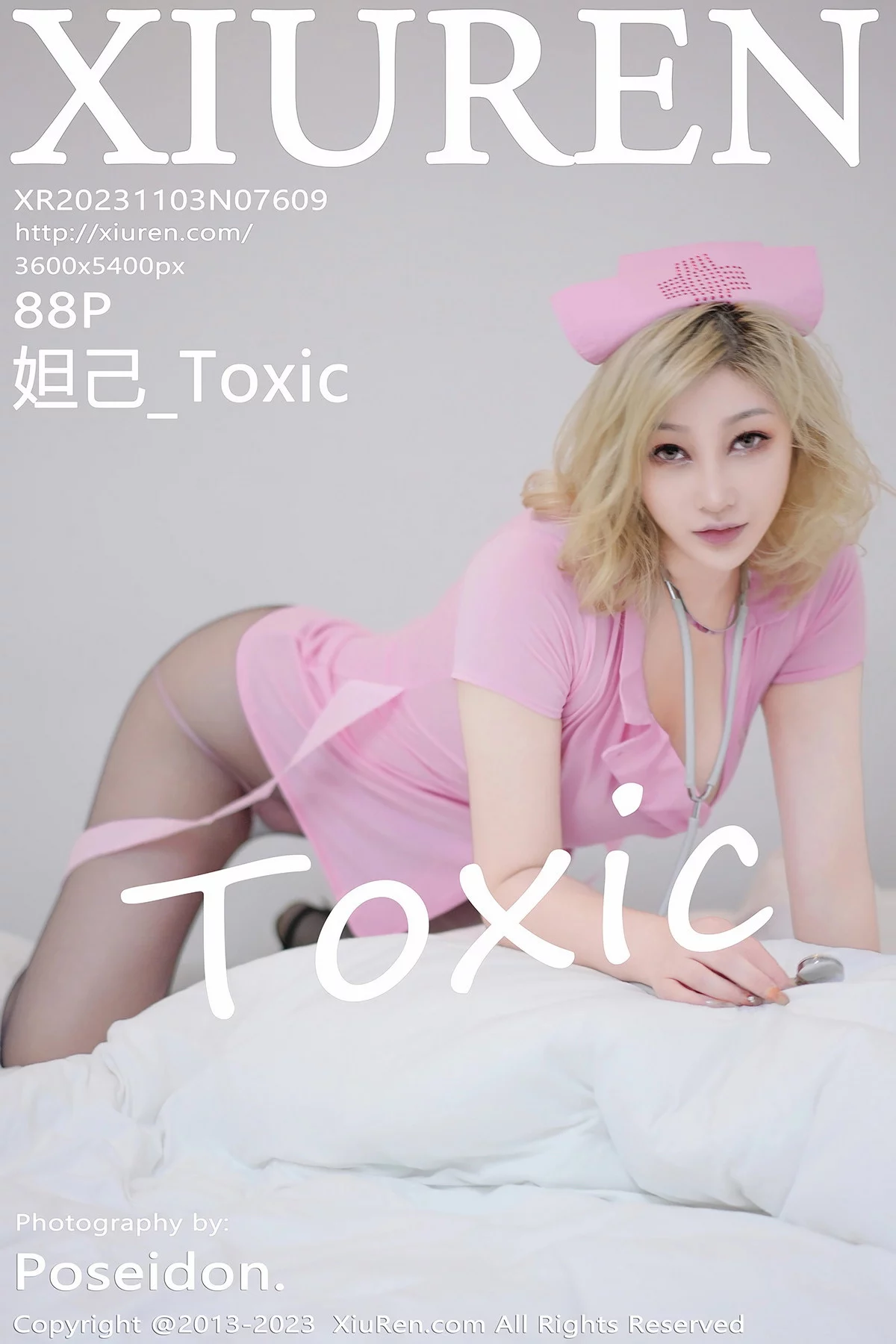 XiuRen第7609期_女神妲己_Toxic粉色情趣护士服配超薄黑丝秀丰满身材诱惑写真88P