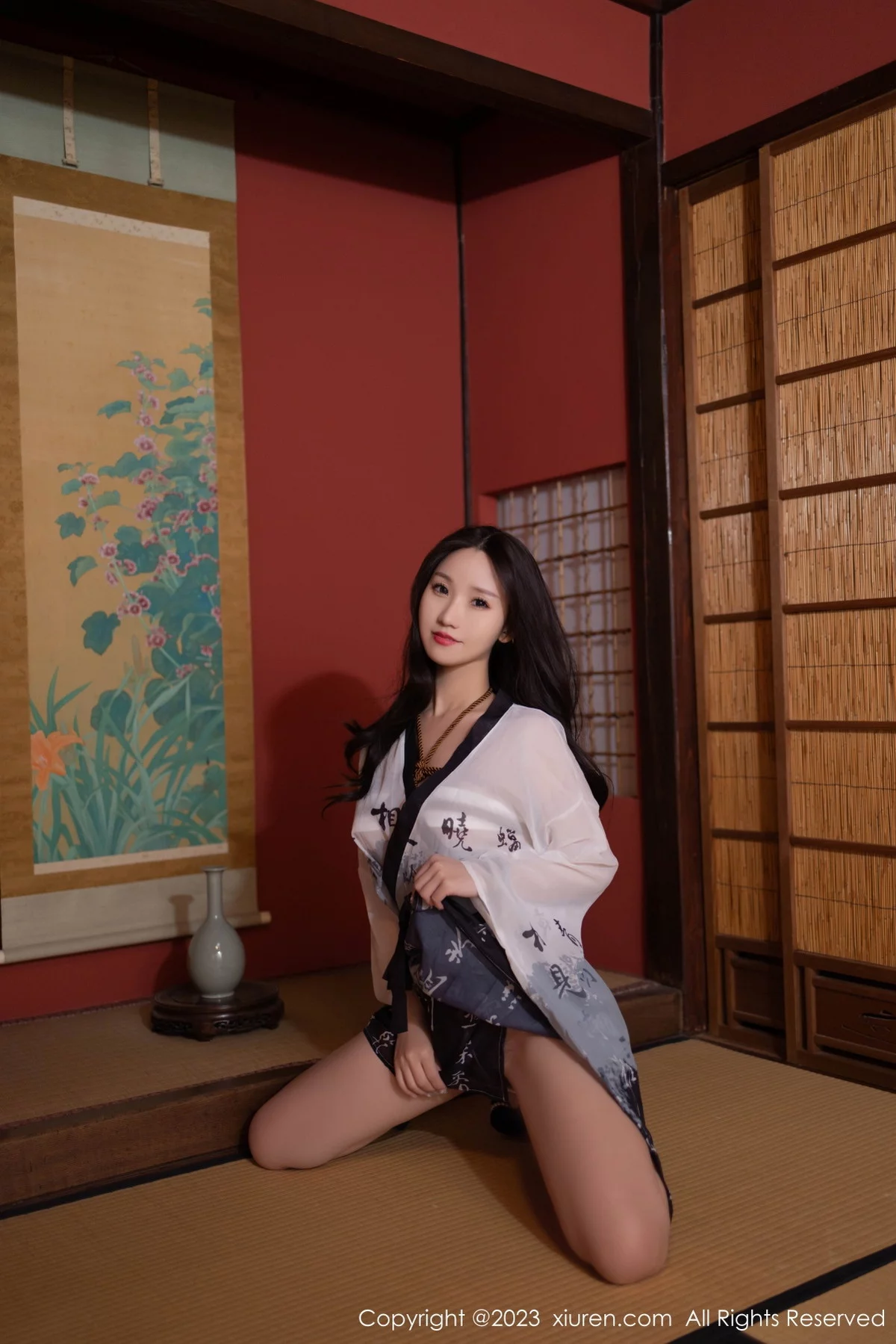 XiuRen第7561期_模特杏子Yada捆绑主题性感白渐黑日式服饰秀曼妙身姿诱惑写真80P