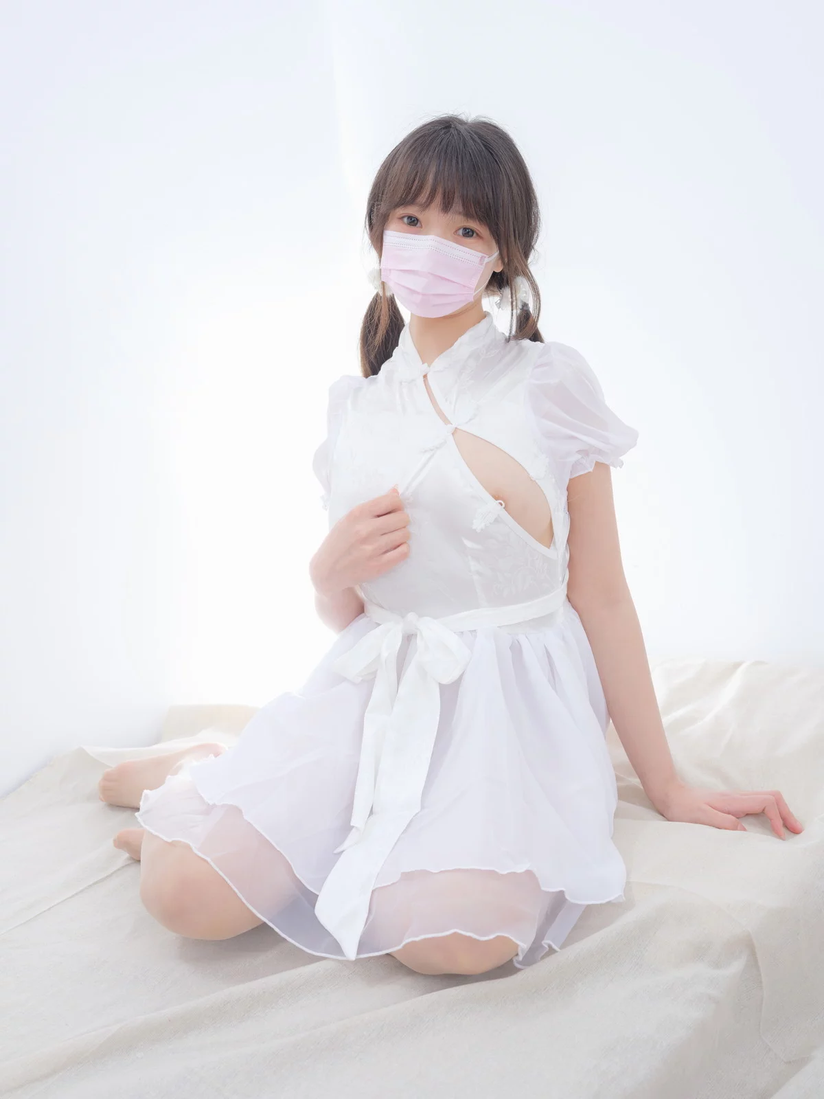 萝莉写真机构森萝财团春雪主题性感白色薄纱短裙配超薄肉丝情趣捆绑诱惑写真115P