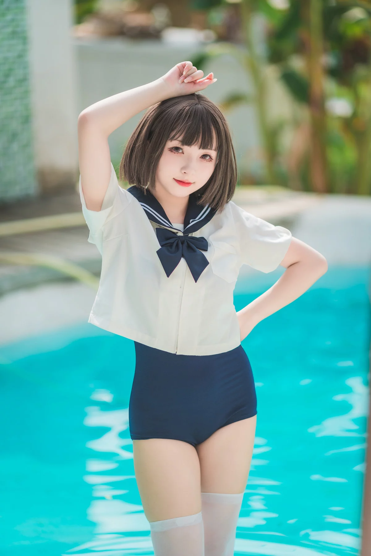 网络美女花铃JK死库水主题泳池性感死库水配白丝袜湿身秀翘臀美腿迷人诱惑写真109P
