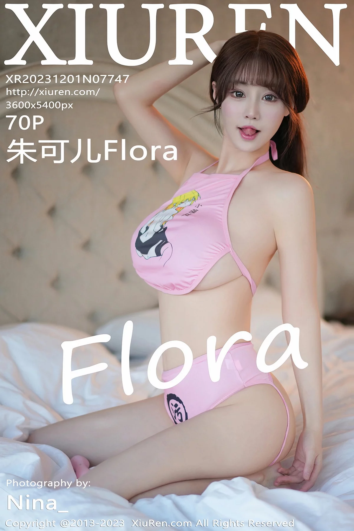 XiuRen第7747期_女神朱可儿Flora性感吊带长裙+粉色情趣服饰秀丰满身材诱惑写真70P