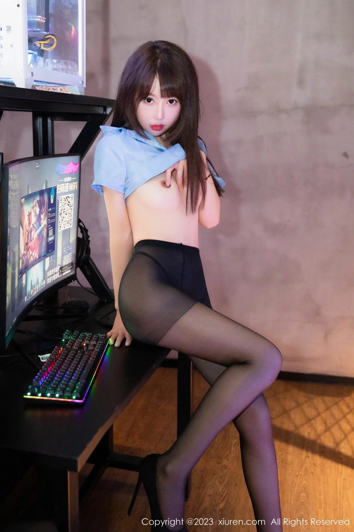 XiuRen第7816期_新人模特夏Yao性感情趣海军服配黑丝裤袜秀曼妙身姿诱惑写真76P
