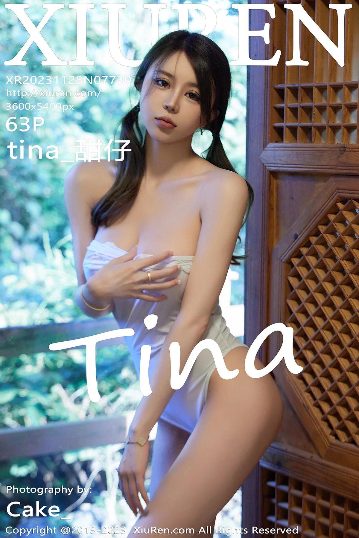 XiuRen第7730期_模特tina_甜仔性感白色死库水服饰配黑带子秀凹凸身材诱惑写真63P