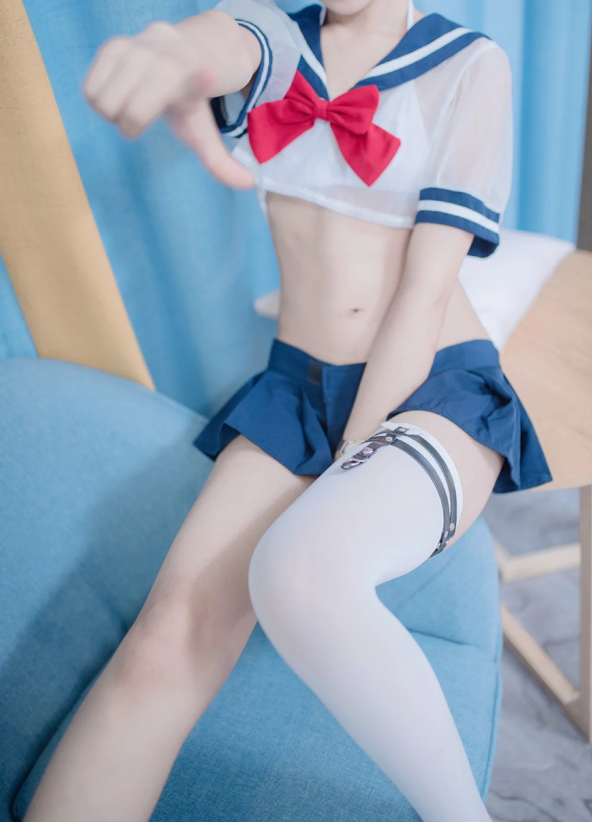 Coser美女羽天shine猫耳妹妹主题性感两套薄透学妹制服配白丝袜迷人诱惑写真130P