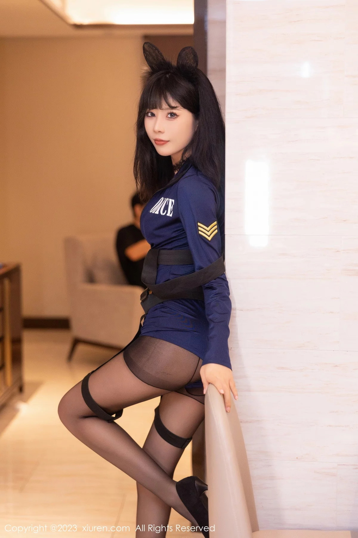 XiuRen第7728期_模特江幼瑶性感情趣警官制服露豹纹内衣配超薄黑丝迷人诱惑写真68P