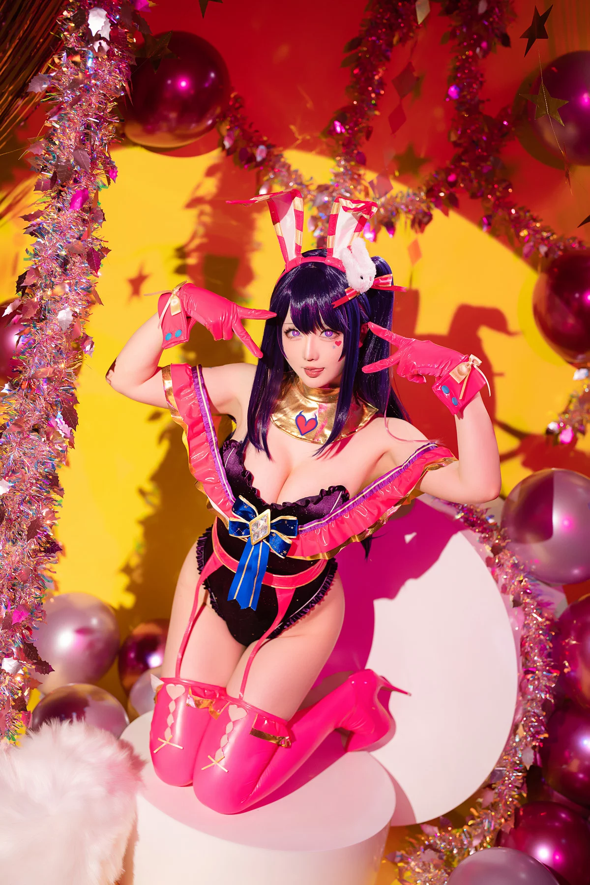 Coser小姐姐星之迟迟星野爱同人主题兔女郎装扮性感高叉连体衣秀美腿诱惑写真119P