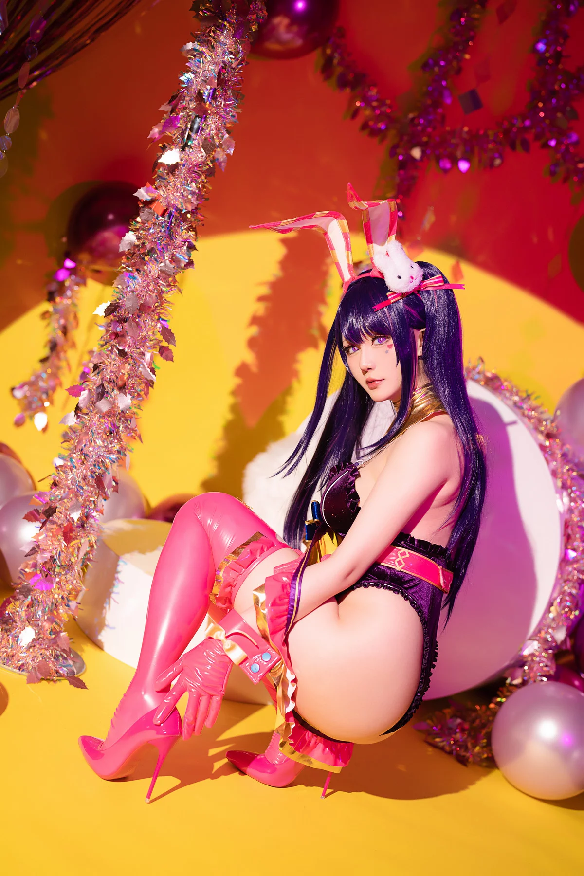 Coser小姐姐星之迟迟星野爱同人主题兔女郎装扮性感高叉连体衣秀美腿诱惑写真119P