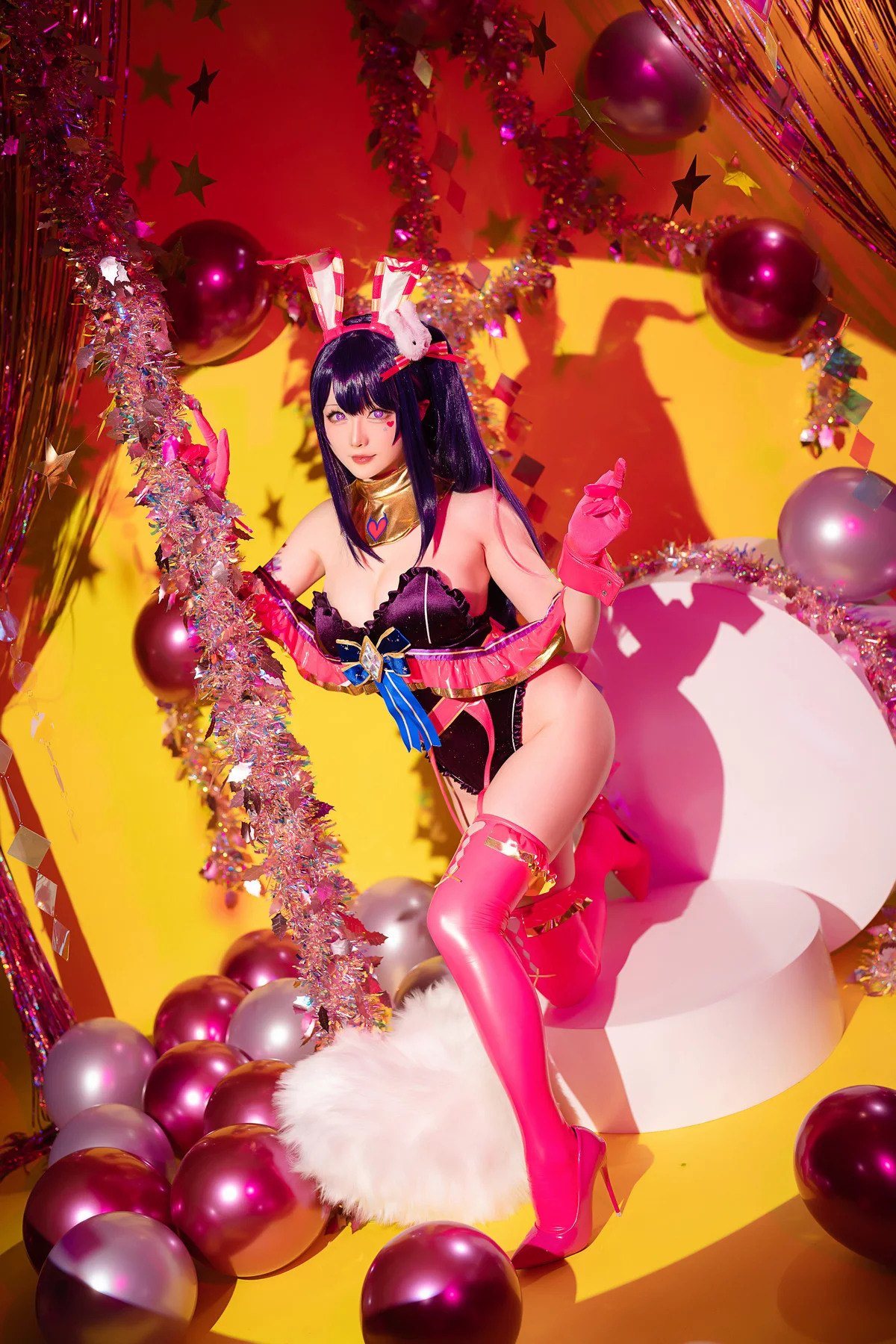 Coser小姐姐星之迟迟星野爱同人主题兔女郎装扮性感高叉连体衣秀美腿诱惑写真119P