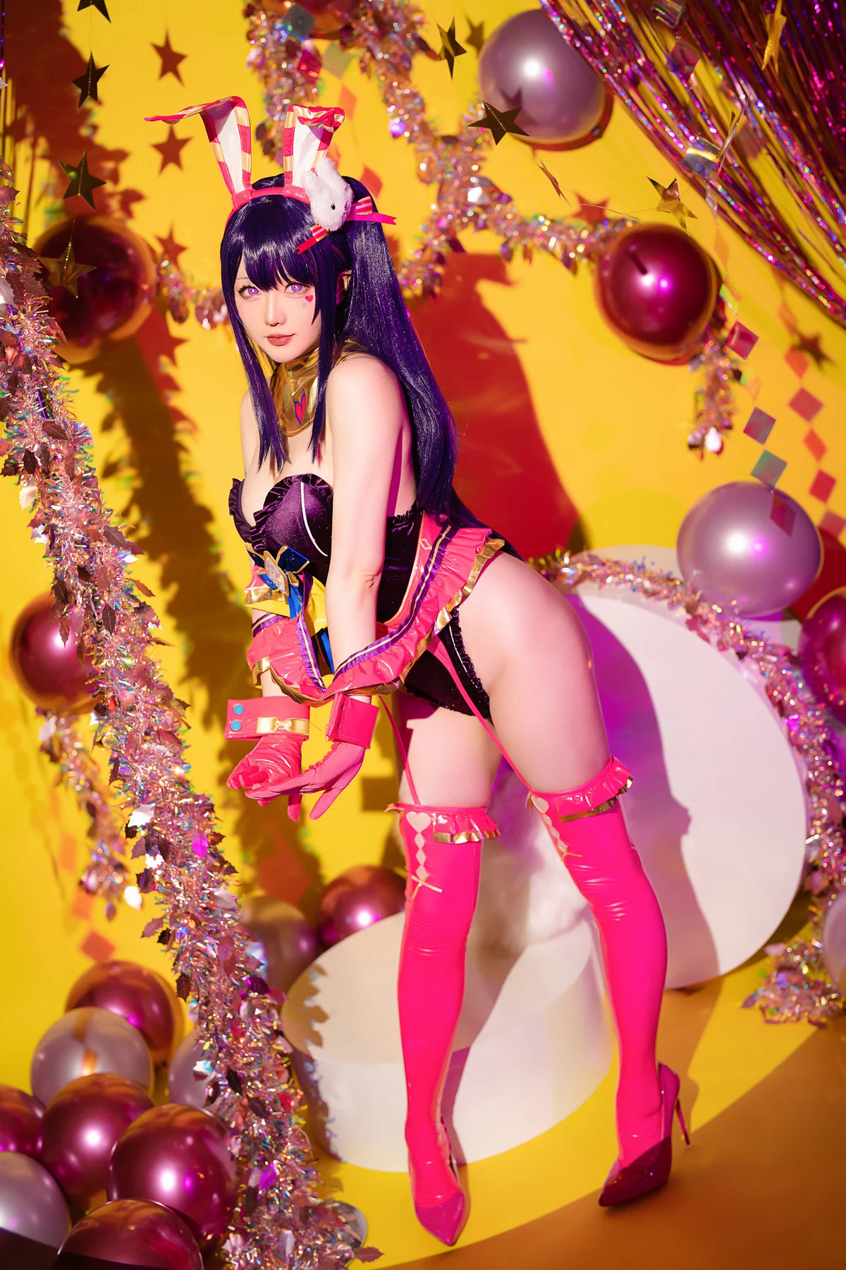 Coser小姐姐星之迟迟星野爱同人主题兔女郎装扮性感高叉连体衣秀美腿诱惑写真119P