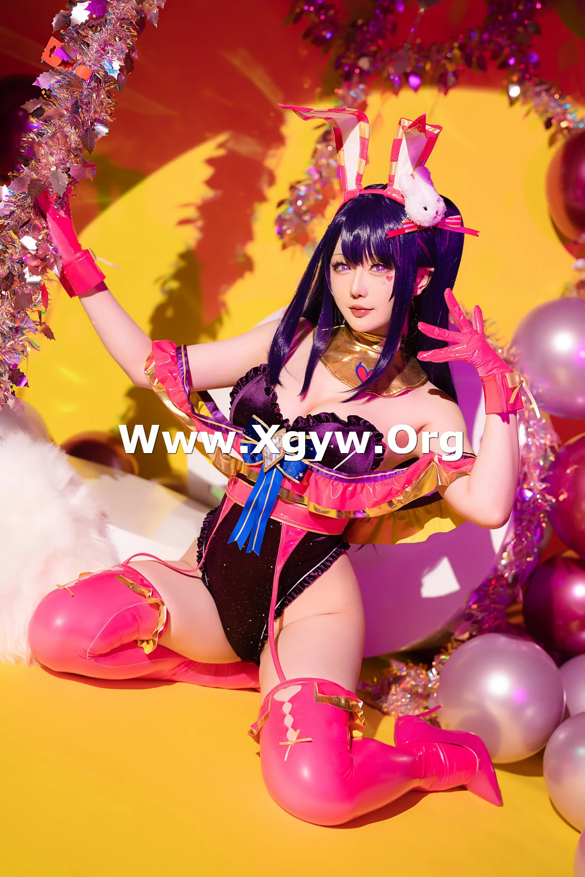 Coser小姐姐星之迟迟星野爱同人主题兔女郎装扮性感高叉连体衣秀美腿诱惑写真119P