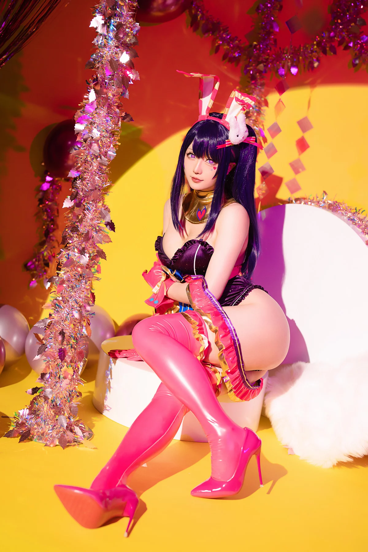 Coser小姐姐星之迟迟星野爱同人主题兔女郎装扮性感高叉连体衣秀美腿诱惑写真119P